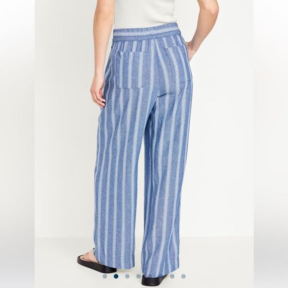 NWT Old Navy High-Waisted Linen-Blend Wide-Leg Pants XXL Striped - Picture 4 of 10